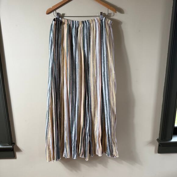 new directions Pastel Yellow, Sage Green Pink Gauze Godet Maxi Skirt XL READ - Picture 2 of 10